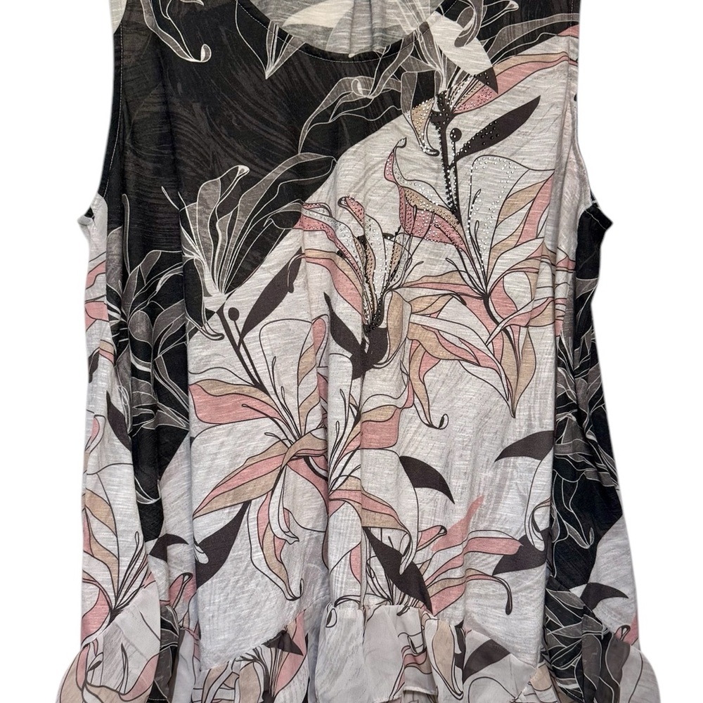 Avenue Asymmetrical Pink and White Tank Top